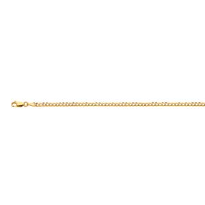 14K 2.5MM YELLOW GOLD SOLID PAVE CURB 22" CHAIN NECKLACE (AVAILABLE IN LENGTHS 7" - 30")
