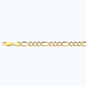 10K 6.5MM YELLOW GOLD SOLID PAVE FIGARO 16" CHAIN NECKLACE (AVAILABLE IN LENGTHS 7" - 30")
