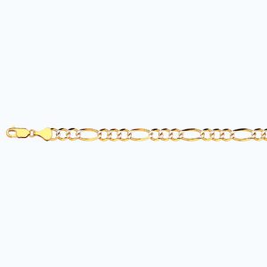 10K 5.5MM YELLOW GOLD SOLID PAVE FIGARO 16" CHAIN NECKLACE (AVAILABLE IN LENGTHS 7" - 30")
