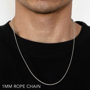 14K 1MM WHITE GOLD SOLID DC ROPE 20" CHAIN NECKLACE (AVAILABLE IN LENGTHS 7" - 30")