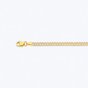 10K 2.5MM YELLOW GOLD HOLLOW PAVE CURB 8.5" CHAIN BRACELET (AVAILABLE IN LENGTHS 7" - 30")