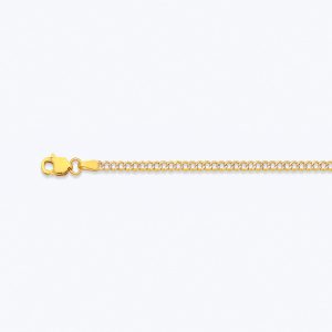 10K 2MM YELLOW GOLD HOLLOW PAVE CURB 16" CHAIN NECKLACE (AVAILABLE IN LENGTHS 7" - 30")