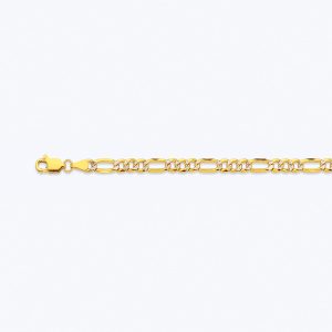 10K 4.5MM YELLOW GOLD HOLLOW PAVE FIGARO 26" CHAIN NECKLACE (AVAILABLE IN LENGTHS 7" - 30")
