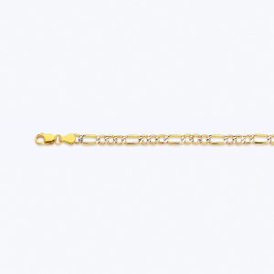 10K 3.5MM YELLOW GOLD HOLLOW PAVE FIGARO 30" CHAIN NECKLACE (AVAILABLE IN LENGTHS 7" - 30")