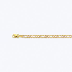 10K 2.5MM YELLOW GOLD HOLLOW PAVE FIGARO 28" CHAIN NECKLACE (AVAILABLE IN LENGTHS 7" - 30")