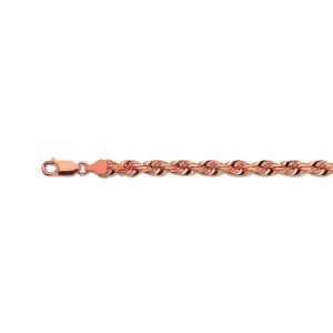 10K 6MM ROSE GOLD SOLID DC ROPE 7" CHAIN BRACELET (AVAILABLE IN LENGTHS 7" - 30")