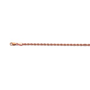 10K 3MM ROSE GOLD SOLID DC ROPE 9" CHAIN BRACELET (AVAILABLE IN LENGTHS 7" - 30")