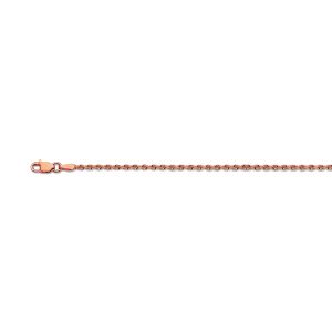 10K 2.5MM ROSE GOLD SOLID DC ROPE 7" CHAIN BRACELET (AVAILABLE IN LENGTHS 7" - 30")