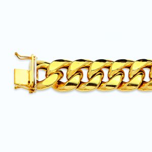 10K 13MM YELLOW GOLD HOLLOW MIAMI CUBAN 7.5" CHAIN BRACELET (AVAILABLE IN LENGTHS 7" - 30")
