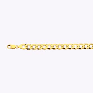 10K 9MM YELLOW GOLD HOLLOW CURB 7.5" CHAIN BRACELET (AVAILABLE IN LENGTHS 7" - 30")