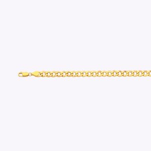 14K 6.5MM YELLOW GOLD HOLLOW CURB 8" CHAIN BRACELET (AVAILABLE IN LENGTHS 7" - 30")