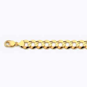 14K 14MM YELLOW GOLD SOLID CURB 7.5" CHAIN BRACELET (AVAILABLE IN LENGTHS 7" - 30")