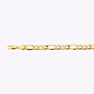 14K 9.5MM YELLOW GOLD HOLLOW FIGARO 7.5" CHAIN BRACELET (AVAILABLE IN LENGTHS 7" - 30")