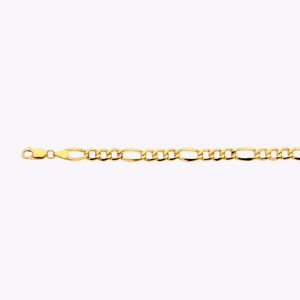 14K 6.5MM YELLOW GOLD HOLLOW FIGARO 7" CHAIN BRACELET (AVAILABLE IN LENGTHS 7" - 30")