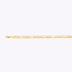 10K 5MM YELLOW GOLD HOLLOW FIGARO 7" CHAIN BRACELET (AVAILABLE IN LENGTHS 7" - 30")