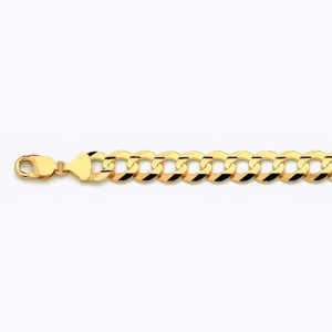 14K 13MM YELLOW GOLD SOLID CURB 7.5" CHAIN BRACELET (AVAILABLE IN LENGTHS 7" - 30")