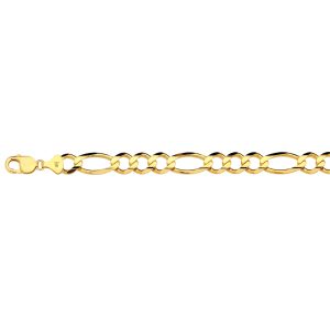 14K 12MM YELLOW GOLD SOLID FIGARO 24" CHAIN NECKLACE (AVAILABLE IN LENGTHS 7" - 30")