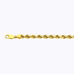 14K 5MM YELLOW GOLD SOLID DC ROPE 7.5" CHAIN BRACELET (AVAILABLE IN LENGTHS 7" - 30")