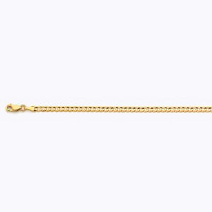 14K 3.5MM YELLOW GOLD SOLID CURB 7" CHAIN BRACELET (AVAILABLE IN LENGTHS 7" - 30")