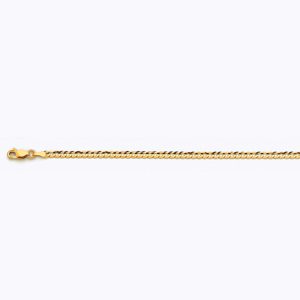 14K 3MM YELLOW GOLD SOLID CURB 8" CHAIN BRACELET (AVAILABLE IN LENGTHS 7" - 30")