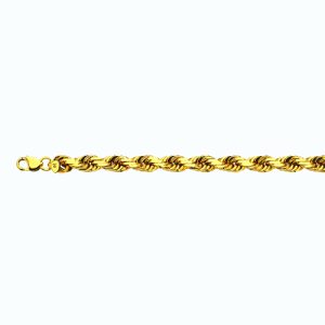 14K 12MM YELLOW GOLD SOLID DC ROPE 8.5" CHAIN BRACELET (AVAILABLE IN LENGTHS 7" - 30")