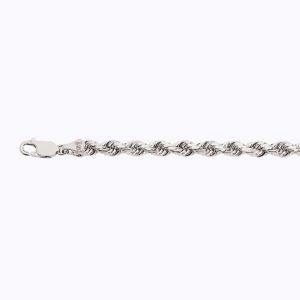 10K 5MM WHITE GOLD SOLID DC ROPE 7.5" CHAIN BRACELET (AVAILABLE IN LENGTHS 7" - 30")