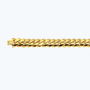 14K 13MM YELLOW GOLD SOLID MIAMI CUBAN 8" CHAIN BRACELET (AVAILABLE IN LENGTHS 7" - 30")