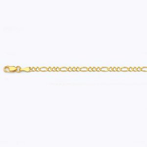 14K 2.5MM YELLOW GOLD SOLID FIGARO 7.5" CHAIN BRACELET (AVAILABLE IN LENGTHS 7" - 30")