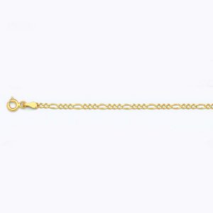 14K 2MM YELLOW GOLD SOLID FIGARO 7.5" CHAIN BRACELET (AVAILABLE IN LENGTHS 7" - 30")