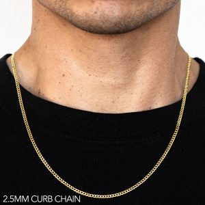 14K 2.5MM YELLOW GOLD HOLLOW CURB 22" CHAIN NECKLACE (AVAILABLE IN LENGTHS 7" - 30")