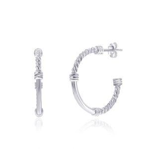 Sterling Silver, 20mm Rope & Polished Half Hoop Earrings