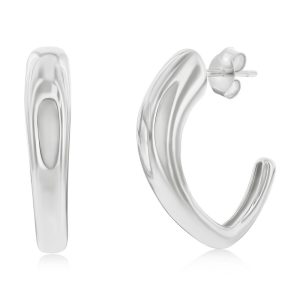 Sterling Silver, 22mm Irregular Shaped Hoop Earrings