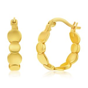 Sterling Silver Alternating Circles Hoop Earrings - Gold Plated
