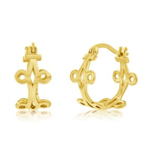 Sterling Silver Celtic Design Hoop Earrings - Gold Plated