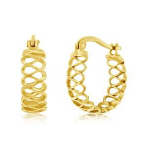 Sterling Silver Infinity Cut-Out Hoop Earrings - Gold Plated