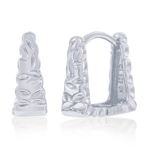 Sterling Silver, Textured Square Hoop Earrings