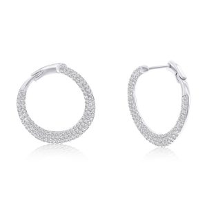 Sterling Silver, 19MM Micro Pave CZ Hoop Earrings