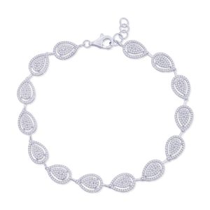 Sterling Silver, Pearshaped Halo Diamond Bracelet - (756 Stones)