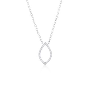 Sterling Silver Marquise Diamond Necklace - (30 Stones)