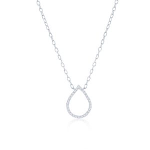 Sterling Silver Pearshaped Diamond Necklace - (28 Stones)