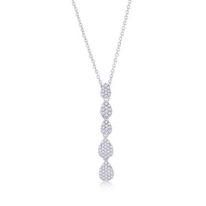 Sterling Silver, Graduating Pearshaped Diamond Necklace - (76 Stones)