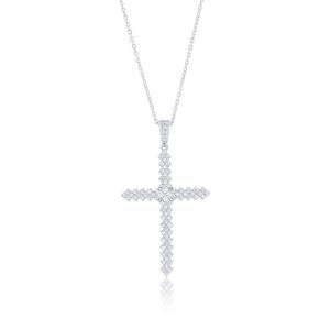 Sterling Silver, CZ Cross Pendant