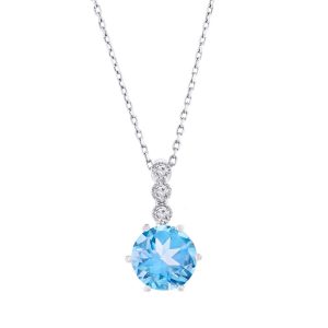 Sterling Silver, Sky Blue & White Topaz Pendant