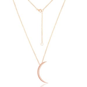 Sterling Silver Thin Crescent Moon Necklace - Rose Gold Plated