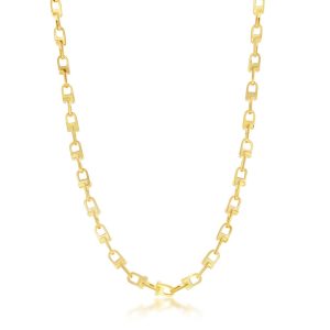 Sterling Silver U-Link Design Necklace - Gold Plated