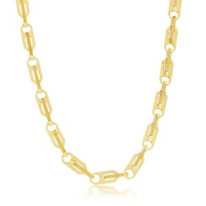 Sterling Silver Link Design Neckace - Gold Plated