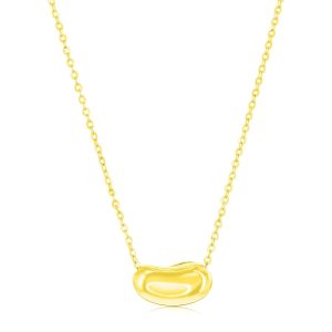 Sterling Silver Bean Shape Slide Necklace - Gold Plated