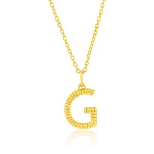 Sterling Silver, Rigid Design 'G' Initial Necklace - Gold Plated