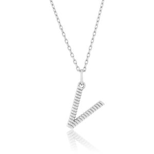 Sterling Silver, Rigid Design 'V' Initial Necklace