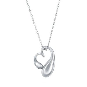 Sterling Silver, Sideways Puffed Heart Necklace